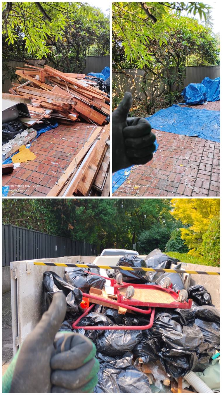 Debris pile and a loaded trailer