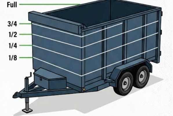 Trailer showing the full, 3/4, 1/2, 1/4 and 1/8 load levels